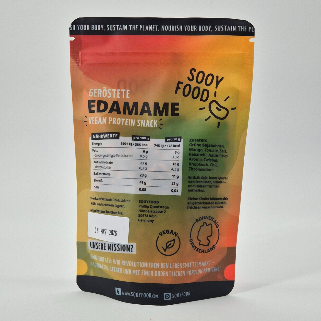 Geröstete und gewürzte Edamame - Mango Chili