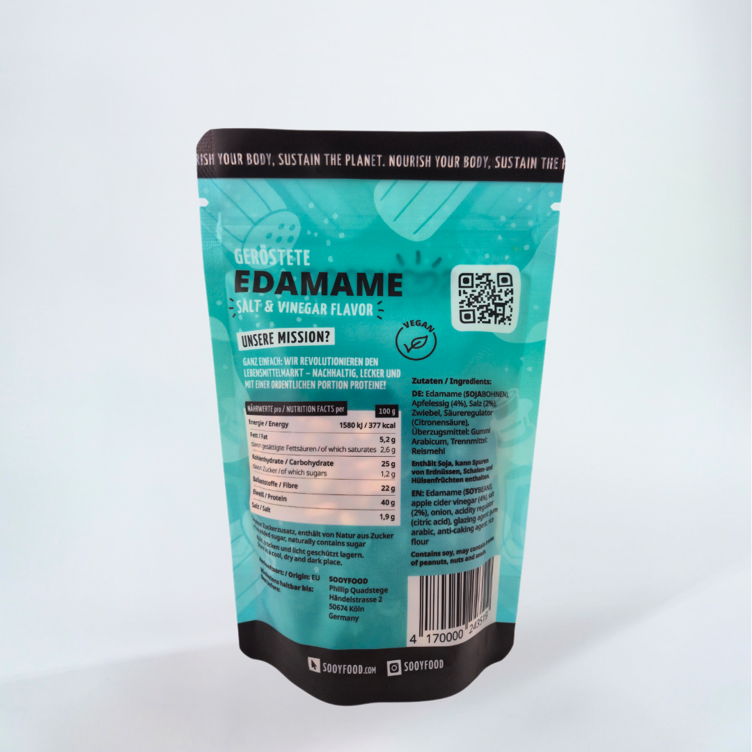 Geröstete Edamame Salt & Vinegar Protein Snack 40g von SOOYFOOD
