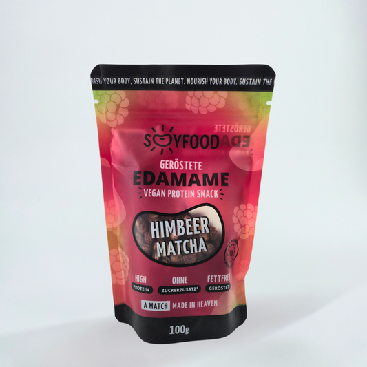Geröstete Edamame Himbeer Matcha Protein Snack 40g von SOOYFOOD