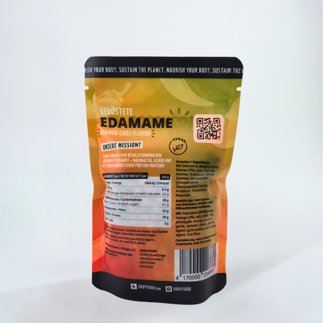 Geröstete Edamame Mango Chili Protein Snack 40g von SOOYFOOD