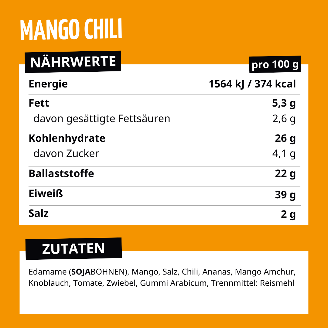 Geröstete Edamame Mango Chili Protein Snack 40g von SOOYFOOD