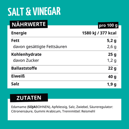 Geröstete Edamame Salt and Vinegar Protein Snack 40g von SOOYFOOD